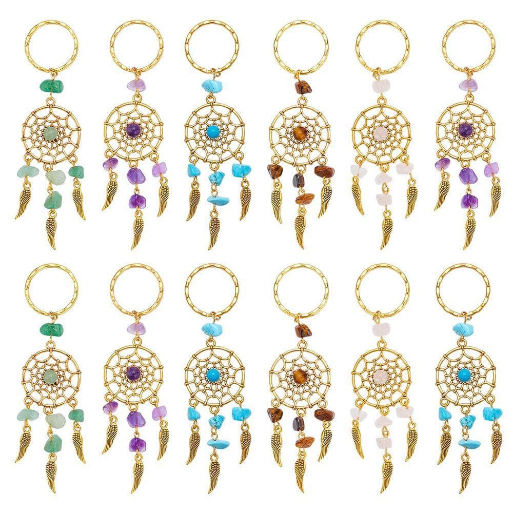 12pcs Dream Catcher Keychain Stone Key Chains Crystal Quartz Gemstone Key🥸